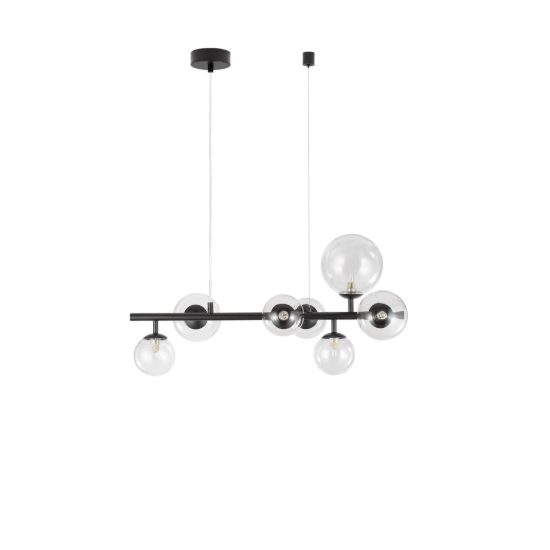 Lampadario 5 luci moderno a sospensione lineare oro ottone vetro per soggiorno