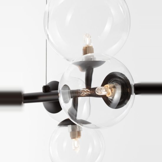 Lampadario 5 luci moderno a sospensione lineare oro ottone vetro per soggiorno