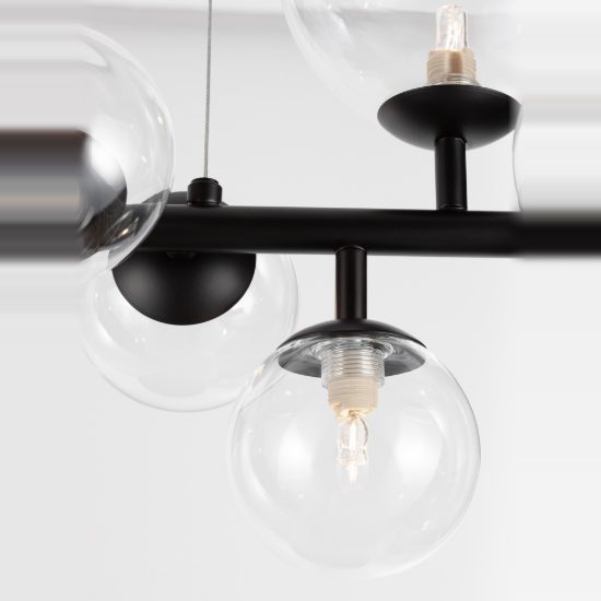 Lampadario 5 luci moderno a sospensione lineare oro ottone vetro per soggiorno