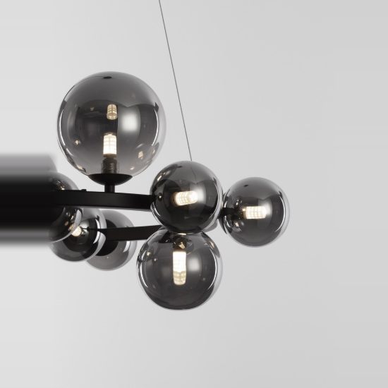 Lampadario 11 luci moderno a sospensione fume e nero vetro per soggiorno