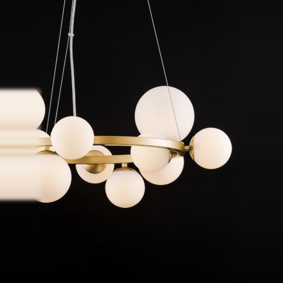 Lampadario a sospensione moderno opale e oro vetro per soggiorno 11 luci
