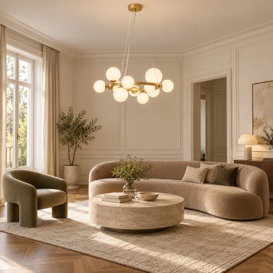 Lampadario a sospensione moderno opale e oro vetro per soggiorno 11 luci