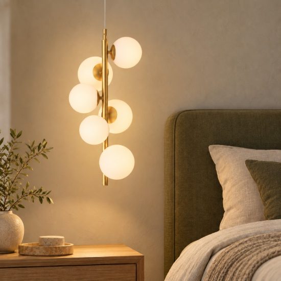Lampadario a sospensione moderno opale e oro vetro per soggiorno 6 luci