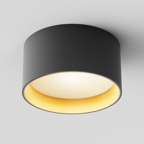 Maytoni vega faretto da soffitto led 15w 3000k nero e oro tondo