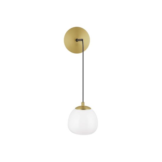 Applique moderna per soggiorno oro nero e opale vetro da parete 13cm