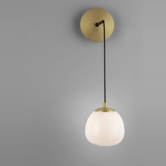 Applique moderna per soggiorno oro nero e opale vetro da parete 13cm