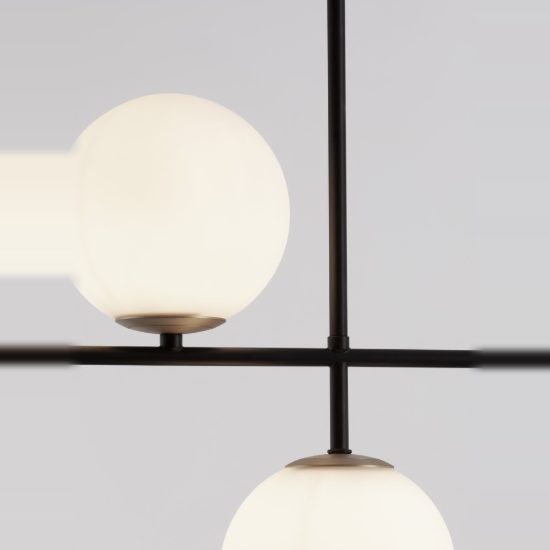 Lampadario per cucina moderno nero oro e opale a sospensione 3 luci