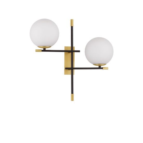 Applique 44cm da parete contemporanea sferica nero oro opale vetro per soggiorno