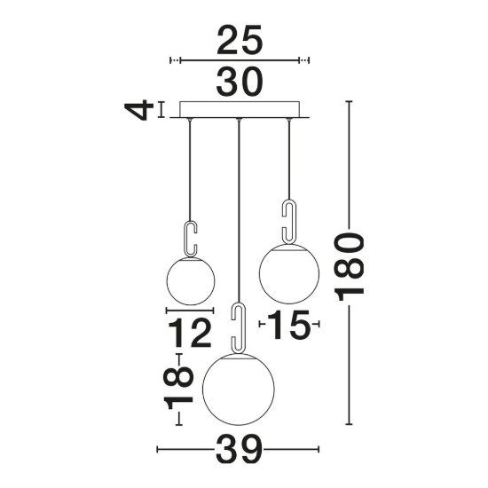Lampadario per camera da letto sfere opale e oro led 26w 3000k 3 luci pendenti
