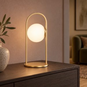 Lampada da comodino per camera da letto opale oro led 5w 3000k