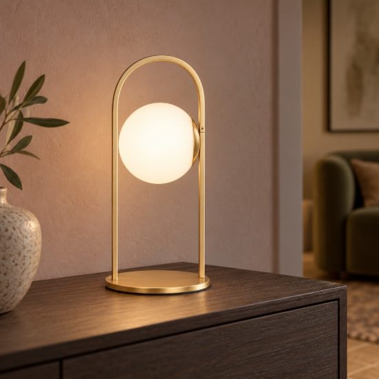 Lampada da comodino per camera da letto opale oro led 5w 3000k