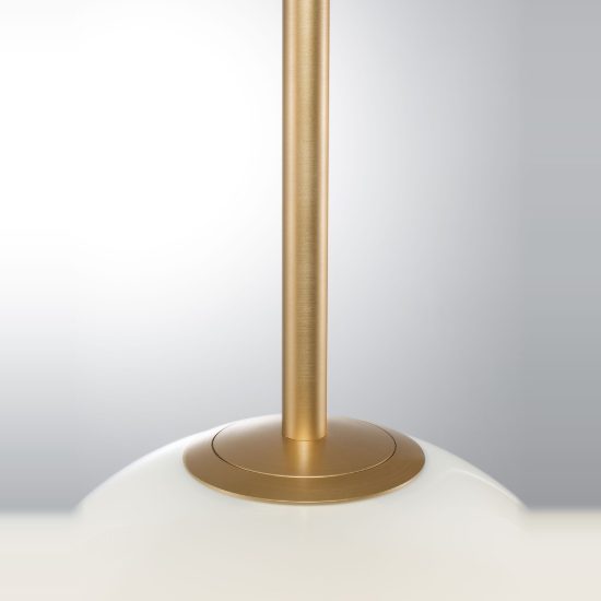 Lampada sfera boccia a sospensione bianco latte e oro ottone vetro