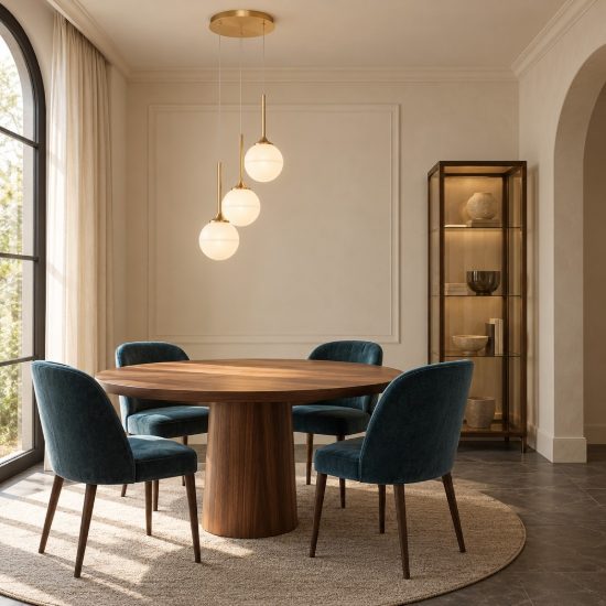 Lampadario a sospensione 3 luci per sala da pranzo bianco latte e oro ottone