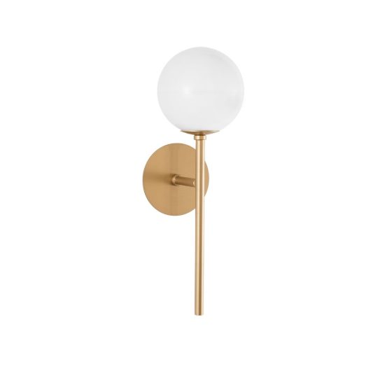 Applique 15cm moderna da parete bianco latte e oro ottone per soggiorno