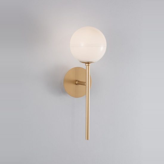 Applique 15cm moderna da parete bianco latte e oro ottone per soggiorno