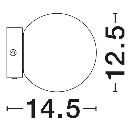 Applique per cucina moderna sferica opale e nero vetro led 6w 3200k
