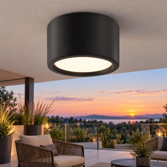 Maytoni hydra faretto da soffitto per esterno led 3000k ip44 nero