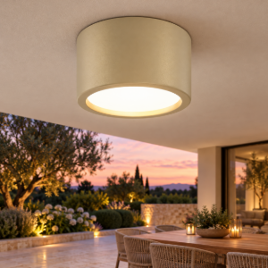Hydra maytoni faretto da esterno soffitto led 15w 3000k ip44 oro opaco
