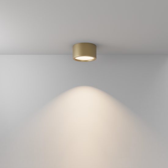 Hydra maytoni faretto da esterno soffitto led 15w 3000k ip44 oro opaco