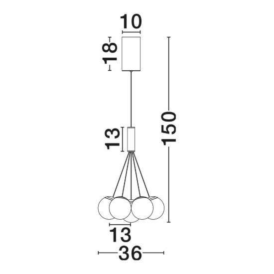 Lampadario a sospensione per soggiorno opale e nero led 49w 3000k 7 luci dimmerabile
