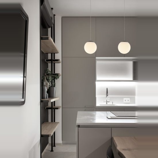 Lampada per camera da letto moderna a sospensione opale e nero led 8w 3000k