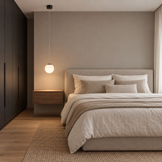 Lampada per camera da letto moderna a sospensione opale e nero led 8w 3000k