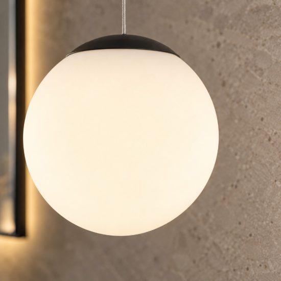 Lampada per camera da letto moderna a sospensione opale e nero led 8w 3000k