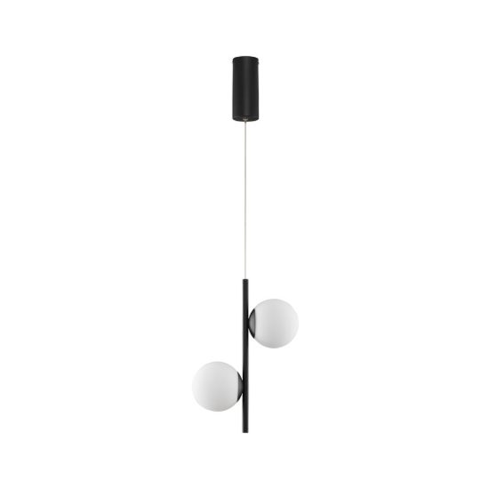 Lampadario a sospensione per cucina opale e nero led 16w 3000k 2 luci dimmerabile