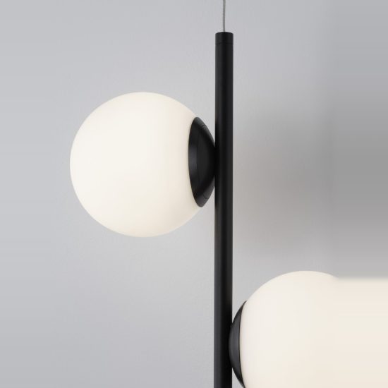 Lampadario a sospensione per cucina opale e nero led 16w 3000k 2 luci dimmerabile