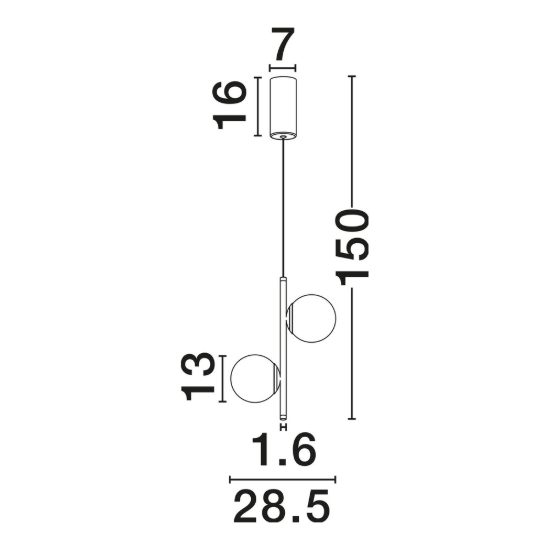 Lampadario a sospensione per cucina opale e nero led 16w 3000k 2 luci dimmerabile