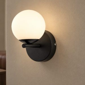 Applique moderna da parete per soggiorno opale e nero led 8w 3000k
