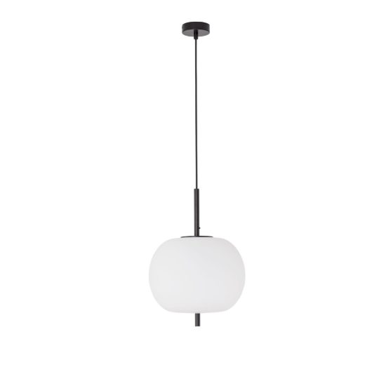 Lampadario per cucina moderno a sospensione globo opale e nero vetro