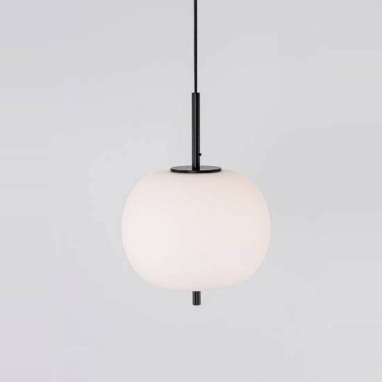 Lampadario per cucina moderno a sospensione globo opale e nero vetro
