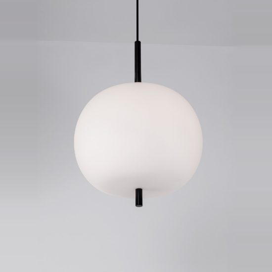 Lampadario per cucina moderno a sospensione globo opale e nero vetro