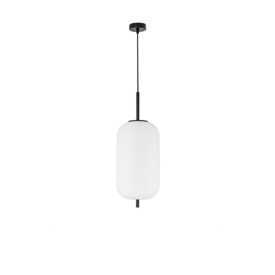 Lampada per cucina moderna a sospensione oliva opale e nero vetro