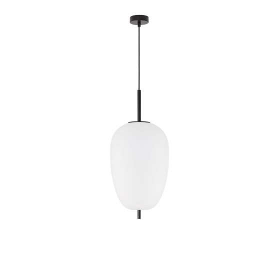 Lampadario per cucina moderno a sospensione oliva opale e nero vetro