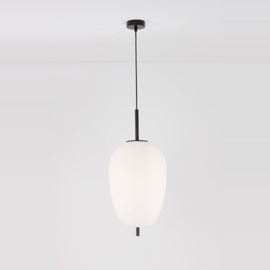 Lampadario per cucina moderno a sospensione oliva opale e nero vetro