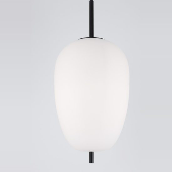 Lampadario per cucina moderno a sospensione oliva opale e nero vetro
