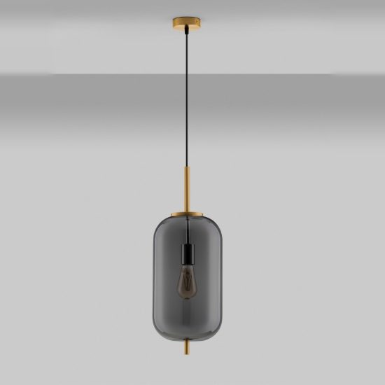 Lampada a sospensione per comodini camera da letto moderna oliva fumé e oro ottone vetro