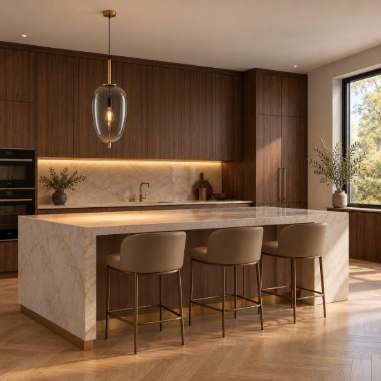Lampadario a sospensione per cucina moderno oliva fumé e oro ottone vetro
