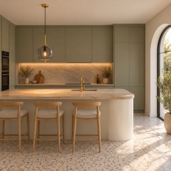 Lampada a sospensione per cucina moderna oliva fume e oro ottone vetro