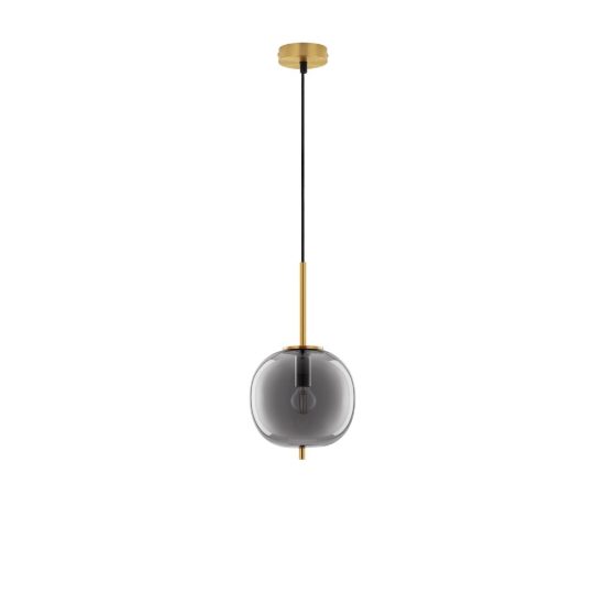 Lampada a sospensione per cucina moderna oliva fume e oro ottone vetro
