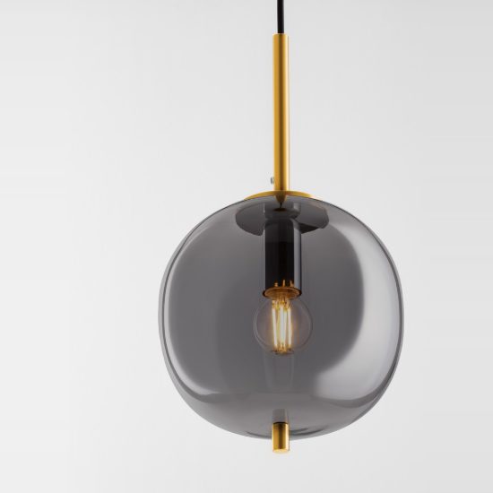 Lampada a sospensione per cucina moderna oliva fume e oro ottone vetro