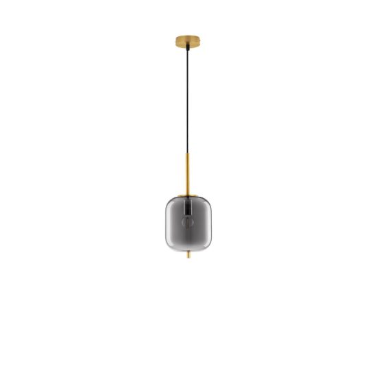 Lampada a sospensione per camera da letto moderna oliva fumè e oro ottone vetro