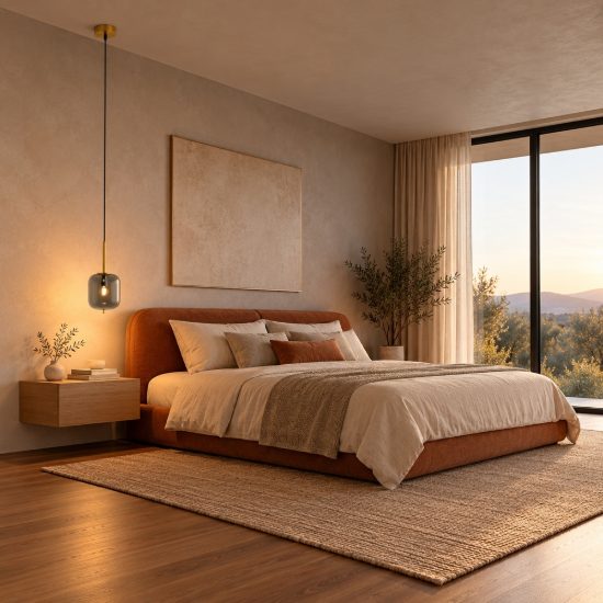 Lampada a sospensione per camera da letto moderna oliva fumè e oro ottone vetro