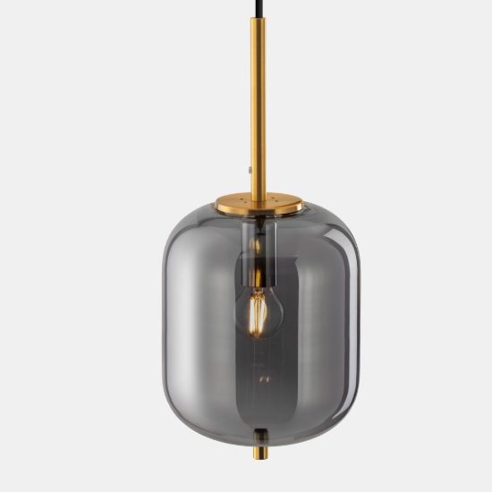 Lampada a sospensione per camera da letto moderna oliva fumè e oro ottone vetro