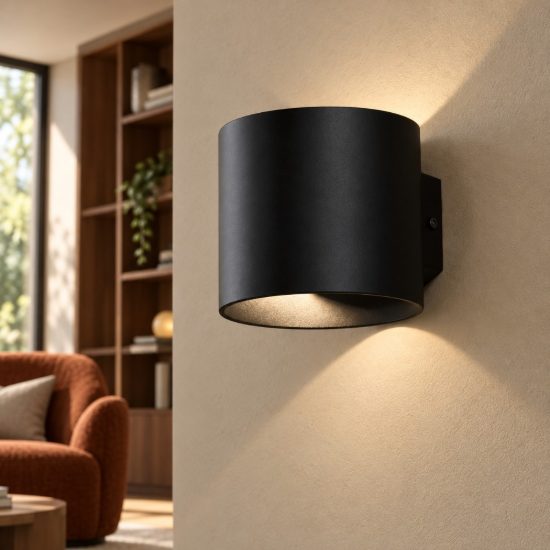 Applique moderna cilindro nero da parete maytoni rond