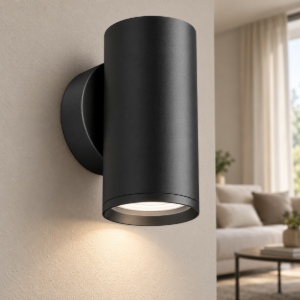 Maytoni focus s applique per interni moderna nera da parete cilindro