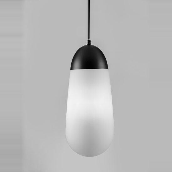 Lampada per cucina moderna a sospensione oliva opale e nero vetro