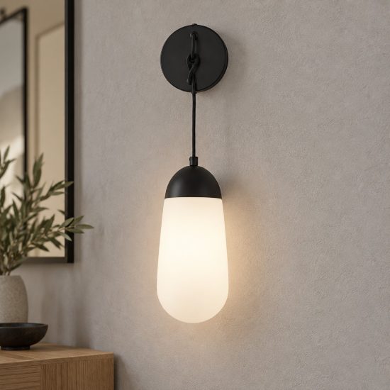 Applique pendente moderna da parete per soggiorno oliva opale e nero vetro